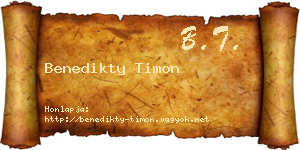 Benedikty Timon névjegykártya